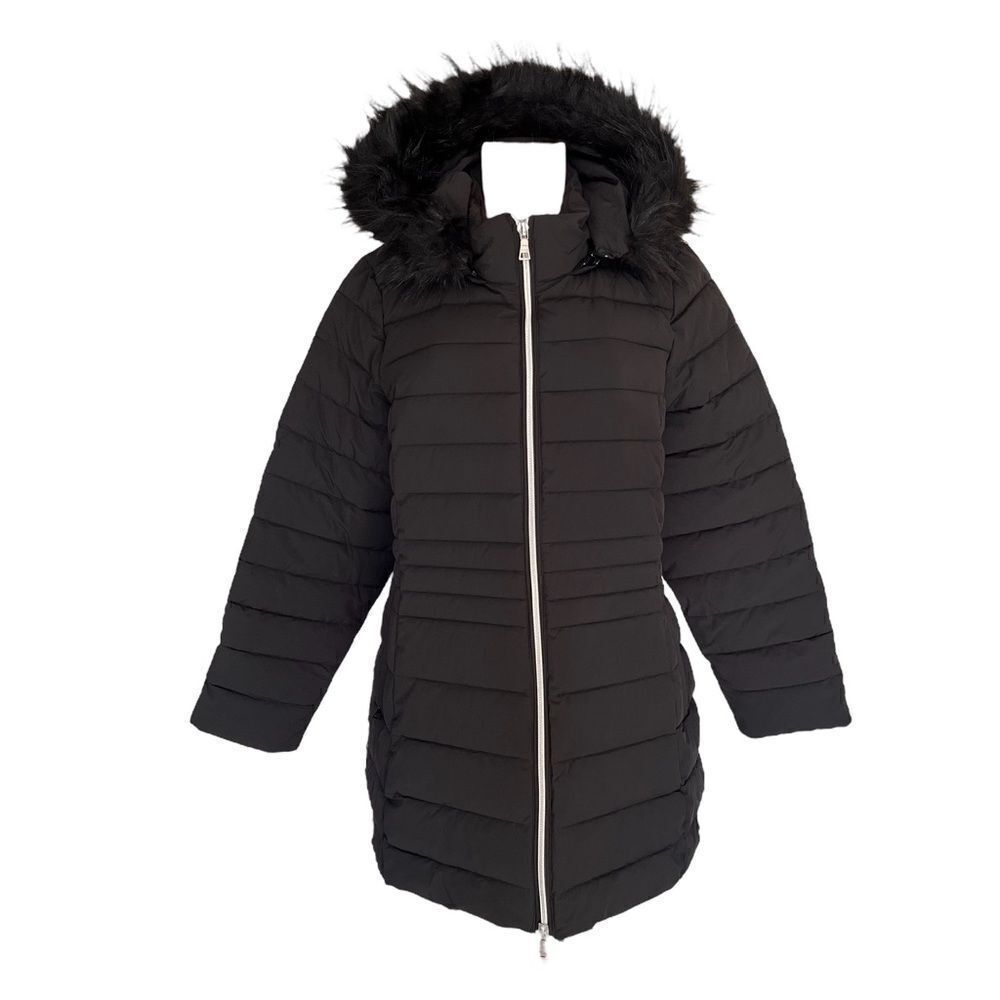 Nuage Stretch Removable Faux Fur Trim Hood Puffer Coat - Picture 2 of 7